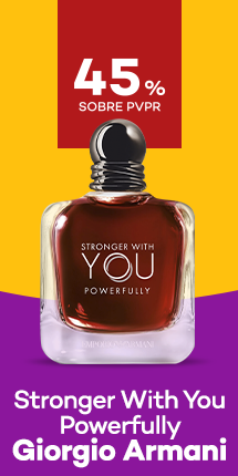 Stronger With You Powerfully da marca Giorgio Armani com destaque promocional de 45% obre pre&ccedil;o de Venda ao P&uacute;blico Recomendado